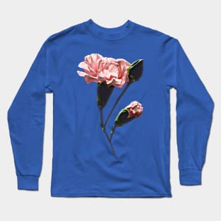 Carnations - Delicate Carnation Wtih Buds Long Sleeve T-Shirt